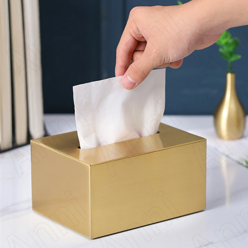 Creativity Brass Tissue Box Nordic Modern Light Luxury Gold Pure Copper Paper Towel Organization with Mouse Pendant Home Decor