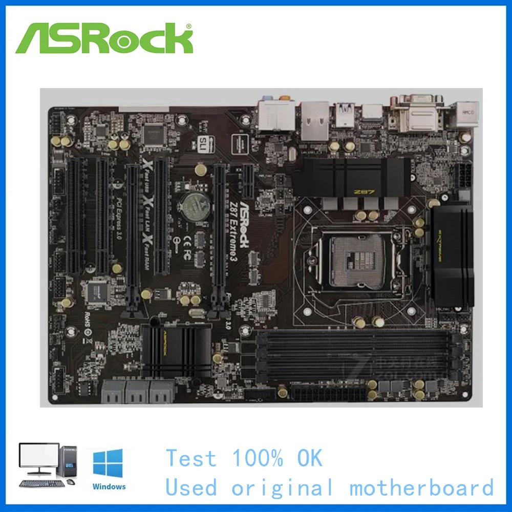 

For ASRock Z87 Extreme 3 Computer USB3.0 SATAIII Motherboard LGA 1150 DDR3 Z87 Desktop Mainboard Used