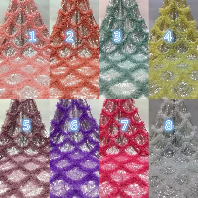 Materiale 3D tessuto di pizzo nigeriano Top vendita moda ricamo Tulle materiale francese per matrimonio o abito da festa