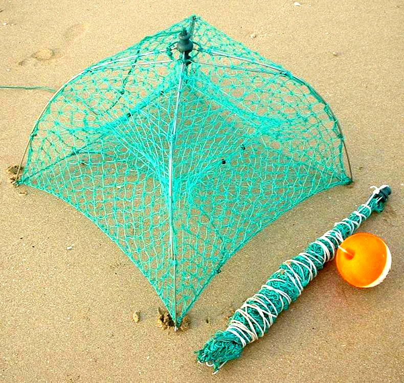 Fully Collapsible Crabbing Traps Folded Portable MA860 2/4 Holes Crabbing Net Pots Crab Baits Trap Cages Mesh Fish Nets Tool