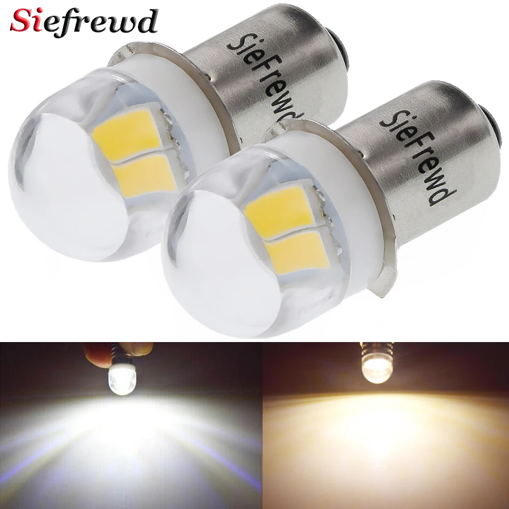 2Pcs P13.5s PR2 LED Bulb 3V 4.5V 6V DC 5630 2 SMD White/Warm White Miniature Light Replace For Torch Flashlight Bicyle Work Lamp