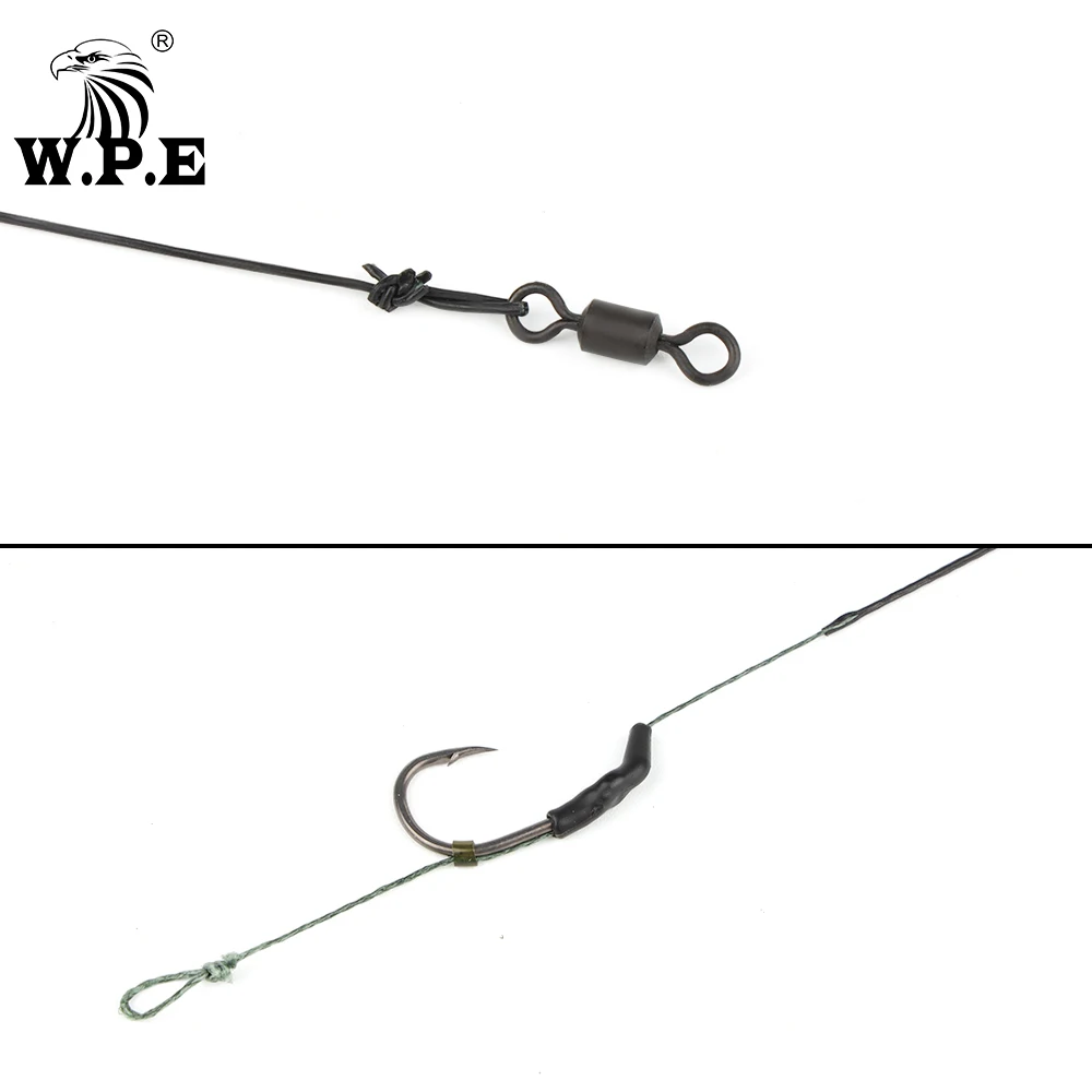 W.P.E 2pcs/pack Carp Fishing Hair Rig 4#/6# Wide Gape Hook 15LB/25LB Ready Made Boilie Tied Carp Fishing Tackle Accessories