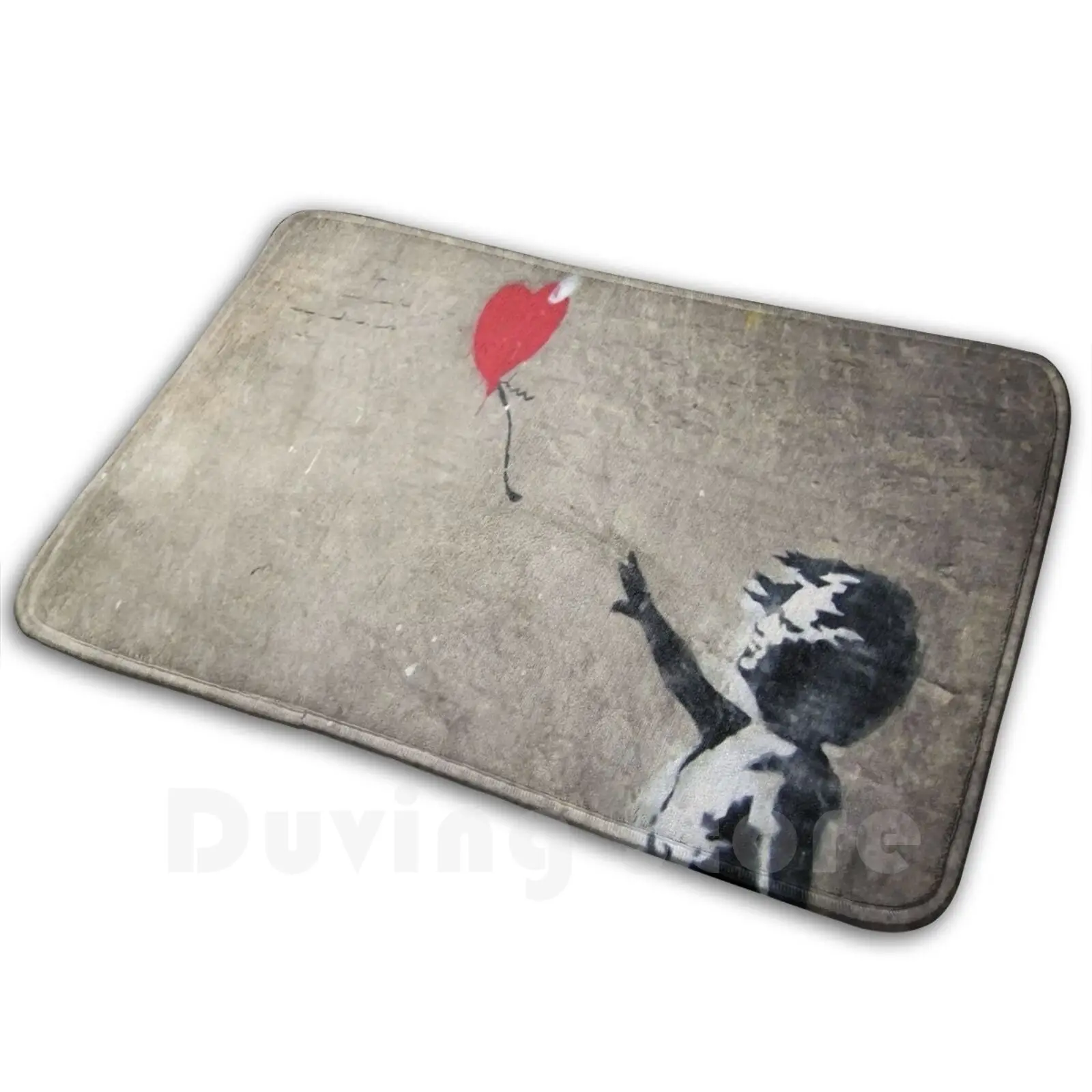 Banksy's Girl With A Red Balloon Ii Mat Rug Carpet Anti-Slip Floor Mats Bedroom Banksy Girls Red Balloon Ludwig Wagner London