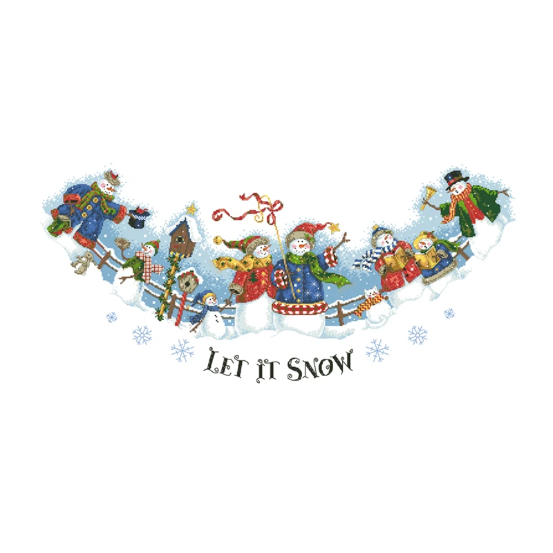 Snow carolers tree skirt cross embroidery kit snowman pattern design 18ct 14ct 11ct unprint canvas Cross-stitch DIY needlework