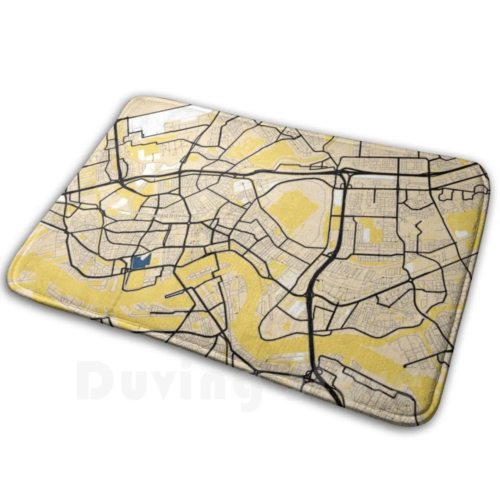 Rotterdam Yellowprint Map , Rotterdam Colour Map Prints Soft Non-Slip Mat Rug 2702 Carpet Cushion Map Maps Rotterdam City