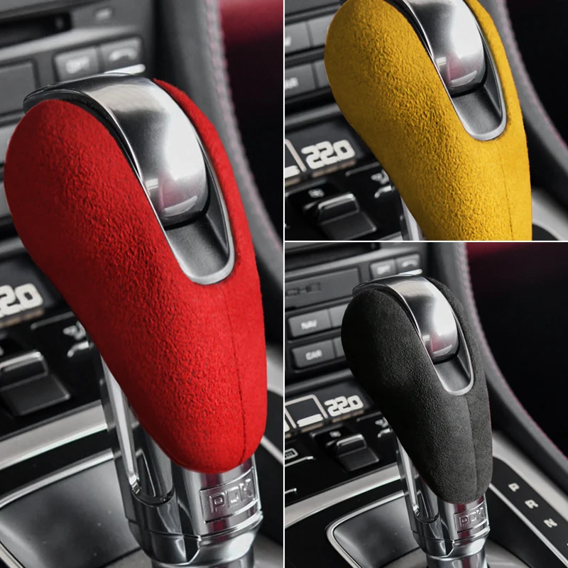 BETTERHUMZ Alcantara Car Gear Head Shift Knob Cover Shifter Lever For Porsche Macan Panamera Boxter 719 911 Interior Accessories