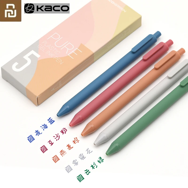 Youpin 5PCS/Pack KACOGREEN Morandise Gel Pen Retro Colors Sign Pen Color Ink Macaron Black Ink 0.5MM Pen For School Office