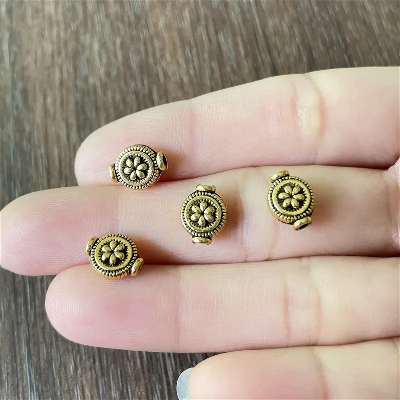 Perforated Amulet Flower-Shaped Ethnic Gasket DIY Handmade Bracelet Necklace Spacer Jewelry Connector Making Alloy Accessories