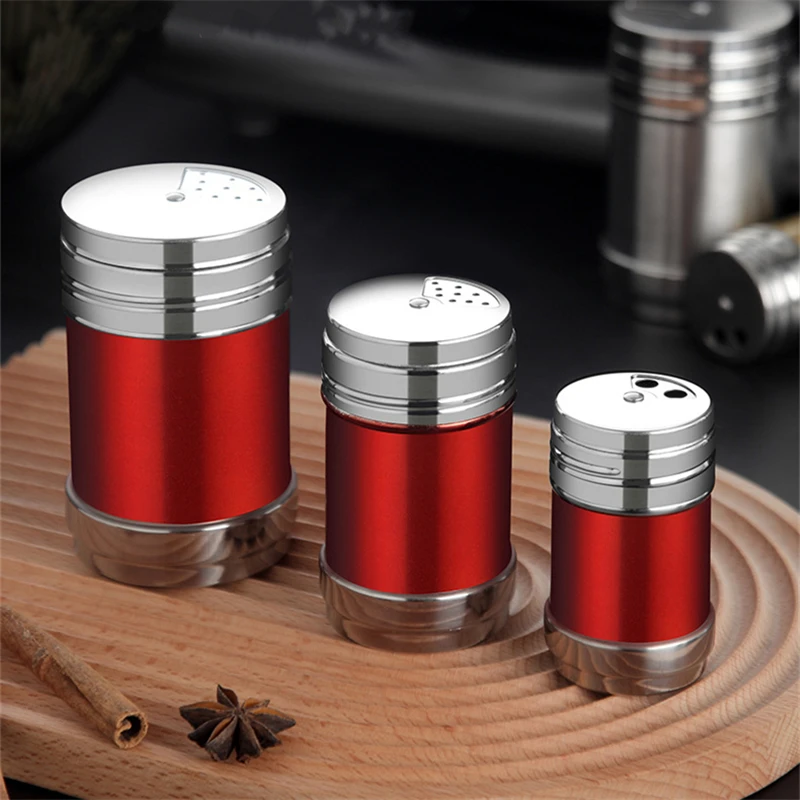 Stainless Steel Spice Jar Rotating Cover Barbecue Salt Sugar Bottle Shaker Pepper Seasoning Can Home Kitchen Cooking Gadgets