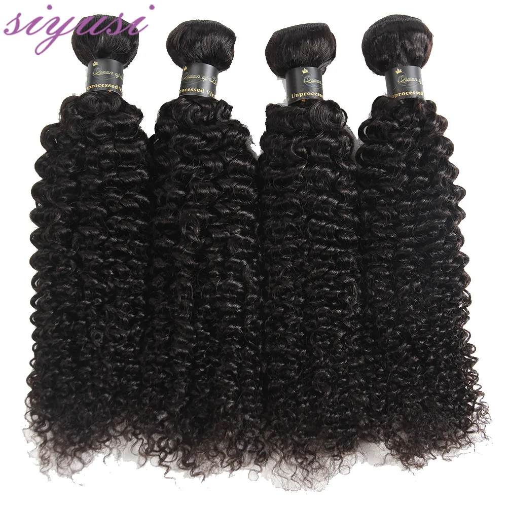 Maleisische Kinky Krullend Menselijk Haar Bundels 100% Remy Krullend Haar Bundels 1/3/4 Pcs Natuurlijke Kleur Dikkere Uiteinden Haar extensions