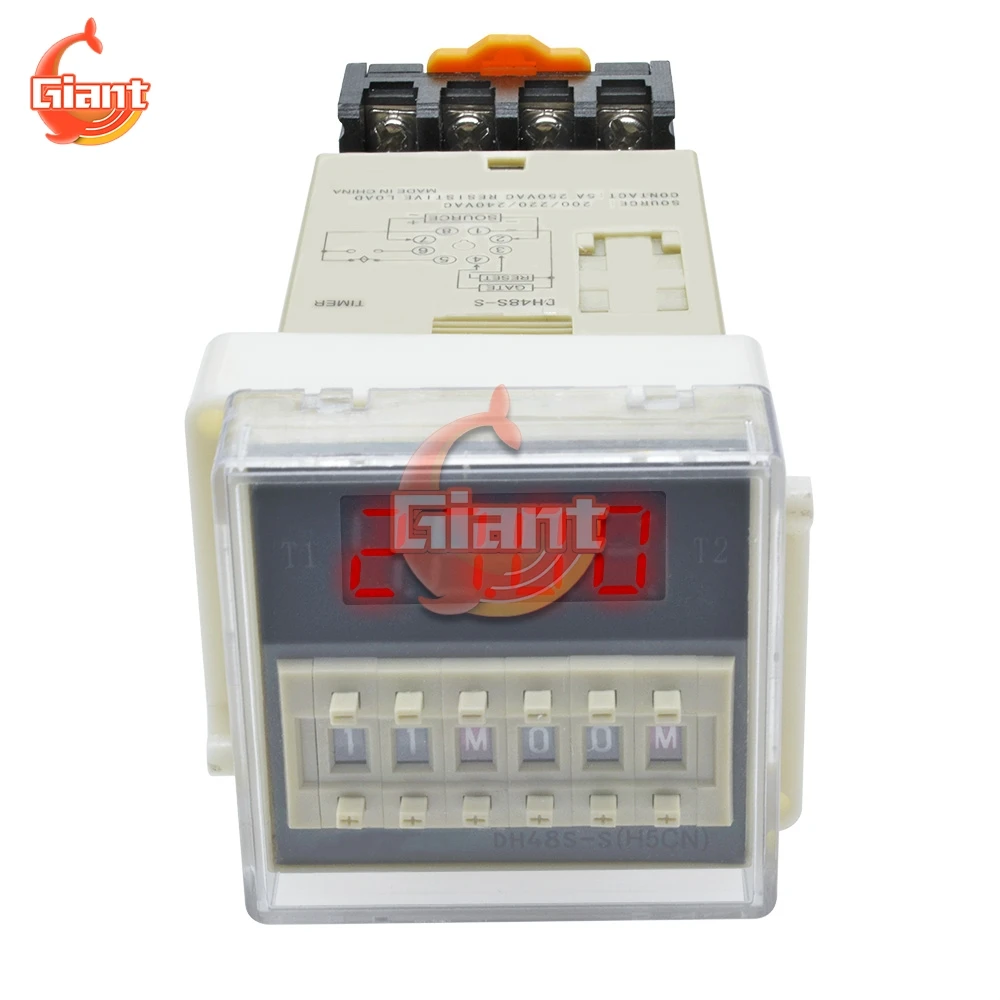 DH48S-S Digital AC 220V Precision Programmable Delay Relay Repeat Cycle SPDT with Socket Base DH48S Series Delay Timer 220V 12V