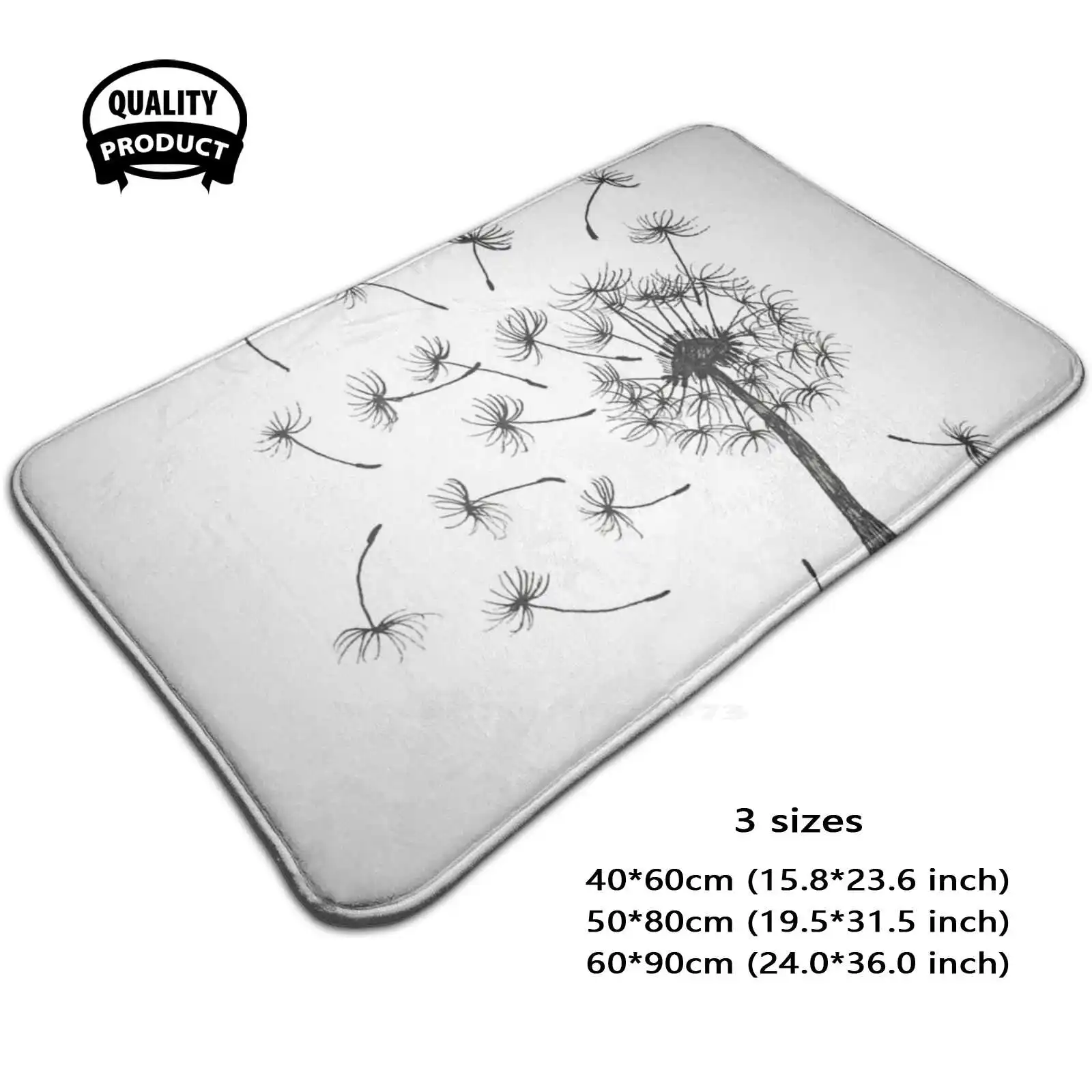 Dandelion Soft Cushion Home Carpet Door Mat Car Rug Military Flower Plant Dandelion Black Nature Wind