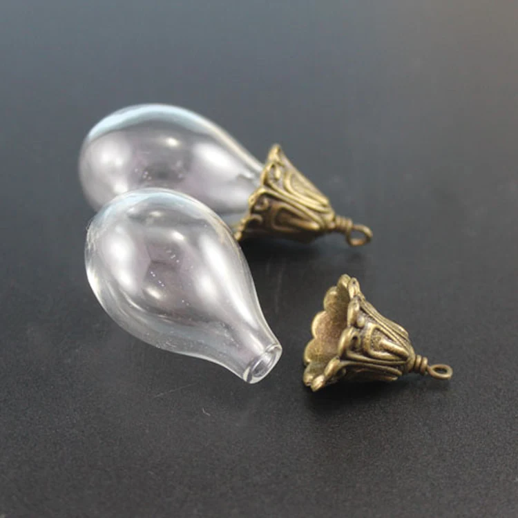 4 шт., круглые стеклянные подвески в виде капли, 31 х18 мм