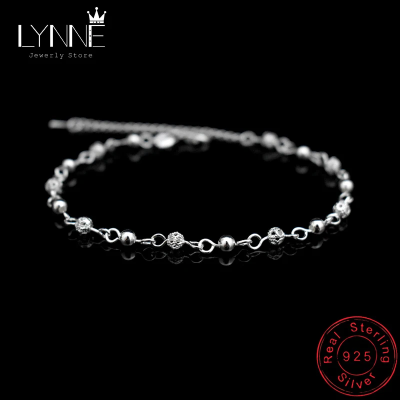 Nowy Charm Hollow Ball Foot Chain Anklet 925 Sterling Silver Fashion Small Round Bead Ball Anklets Chain For Women Jewelry Gift