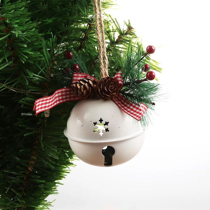 Christmas Tree Decoration Red Green Pendant 90mm Iron Bell Christmas Bell Pendant Layout GIFT PENDANT Children's New Year Toys