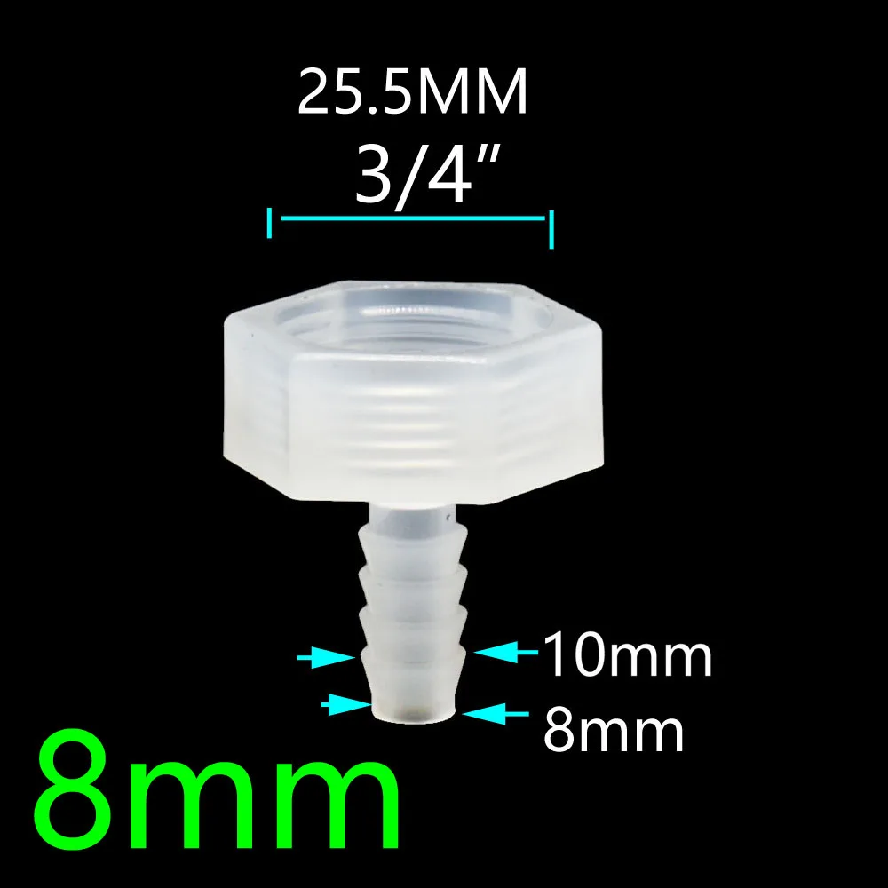 4/6/8/10/12/14/16/20/25mm Hose Barb Fittings With 1/2 3/4 Inch Female Thread Water Tube Connector Coupler Joint