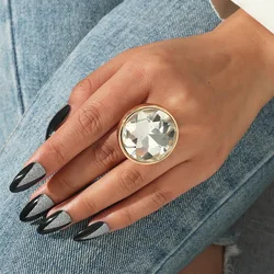 Romantic Red Clear Black Crystal Stone Rings for Women Bridal Wedding Engagement Finger Ring Adjustable Party Jewelry Gift