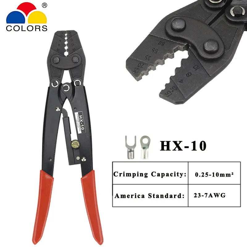 HX-10 crimping tool plier for non-insulated terminal (hexagonal type) Japanese style capacity 1.5-10mm2 15-7AWG electrical tools