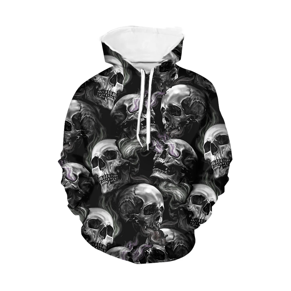 Noisydesigns Mens Autumn Winter Skulls 3D Print High Street Sweatshirts Hoodies Fashion Plus Size 6XL Pocket Pullover