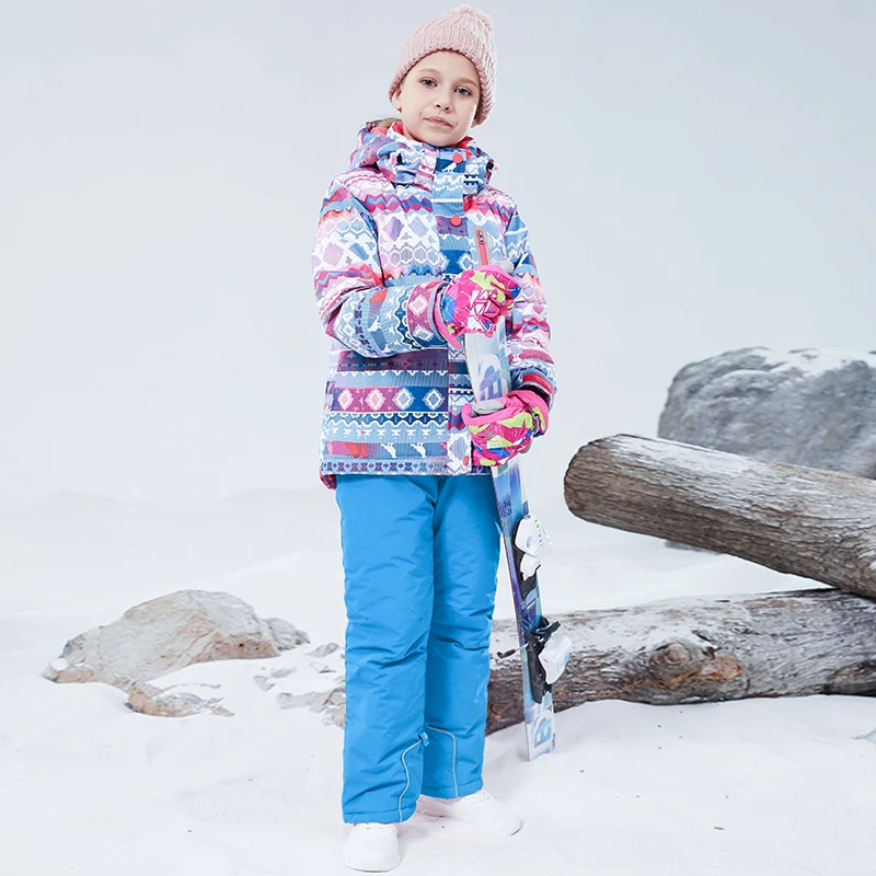 -Jaqueta de esqui de 30 graus para meninas do menino snowsuit inverno conjunto de esqui das crianças snowboard vestir à prova dteen água traje