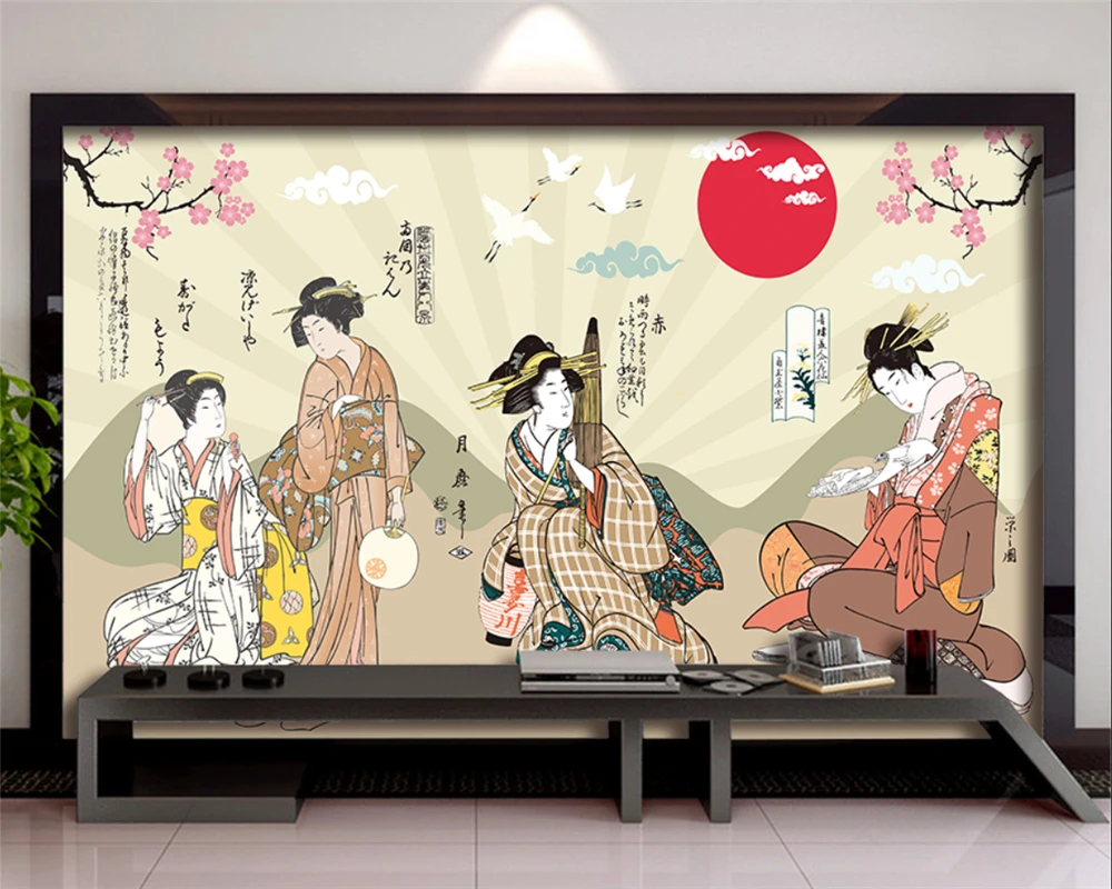 Custom mural retro Japanese sushi restaurant mural restaurant tooling background wall decorative painting 3d wallpaper photo