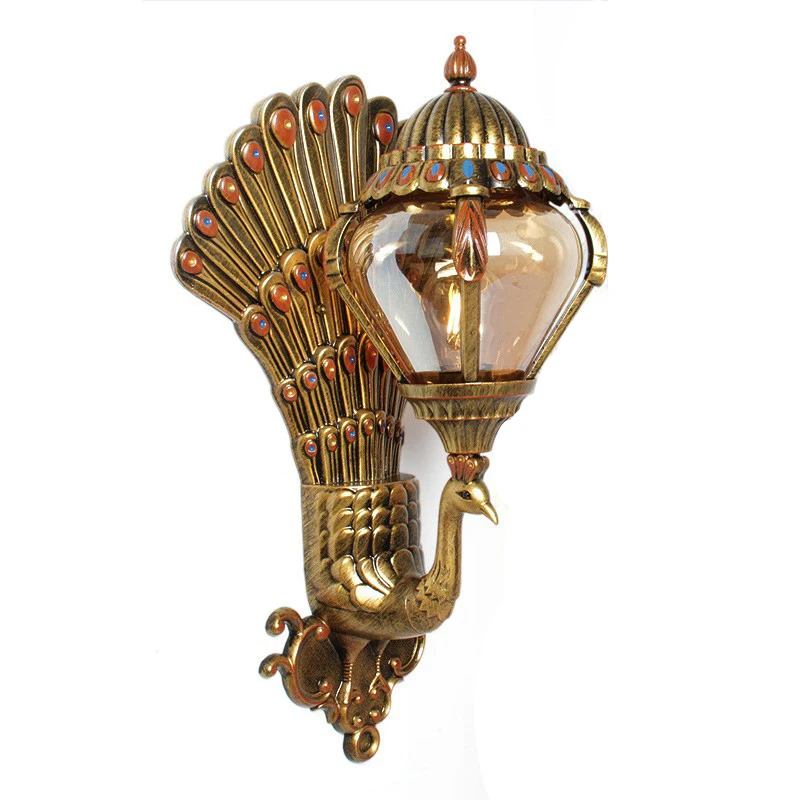 Outdoor waterproof courtyard wall lamp European villa retro wall lamp terrace balcony gate peacock wall light