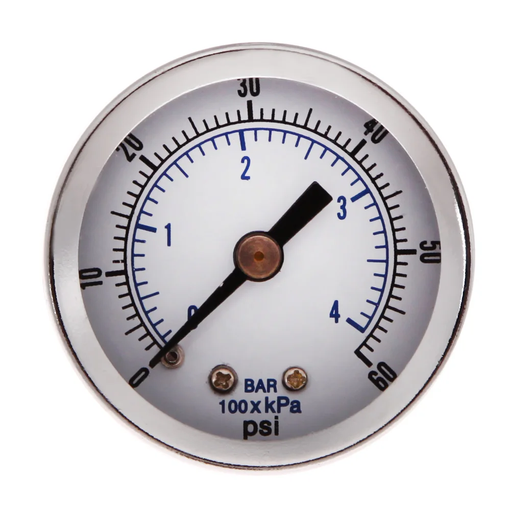 Iron Shell Bar Air Pressure Gauge Double Scale For Air Compressor 9.5/13mm (1/8, 1/4 Bsp) Thread 0~180PSI, 0~12Bar Dia 40/50mm