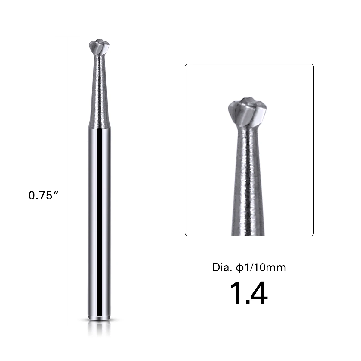 AZDENT Dental-Wolframkarbid-Bohrer, runde Bohrer für Hochgeschwindigkeits-Handstück, FG 1/2/3/4/5 0,8 mm–1,6 mm, Zahnarztwerkzeuge, 10 Stück/Packung – Detail 5
