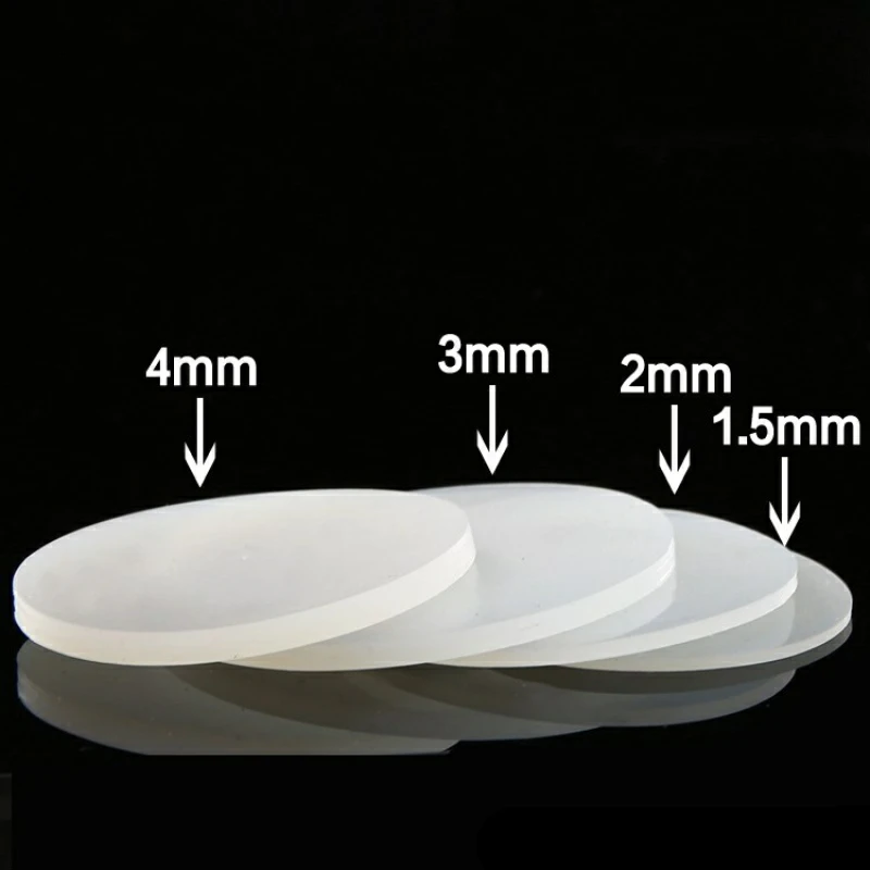 10x Flat Solid Silicone Washer Gaskets Sealing Spacer Pad Mat 0.5mm 1mm 2mm 3mm 4mm 5mm Translucent White