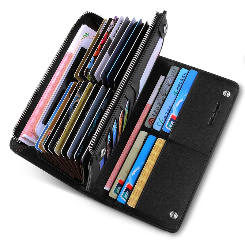 Long Wallets for Men Genuine Leather Phone Holder Purse Card Holder Minimalist Business Large Capacity Card Bits Luxury Brands