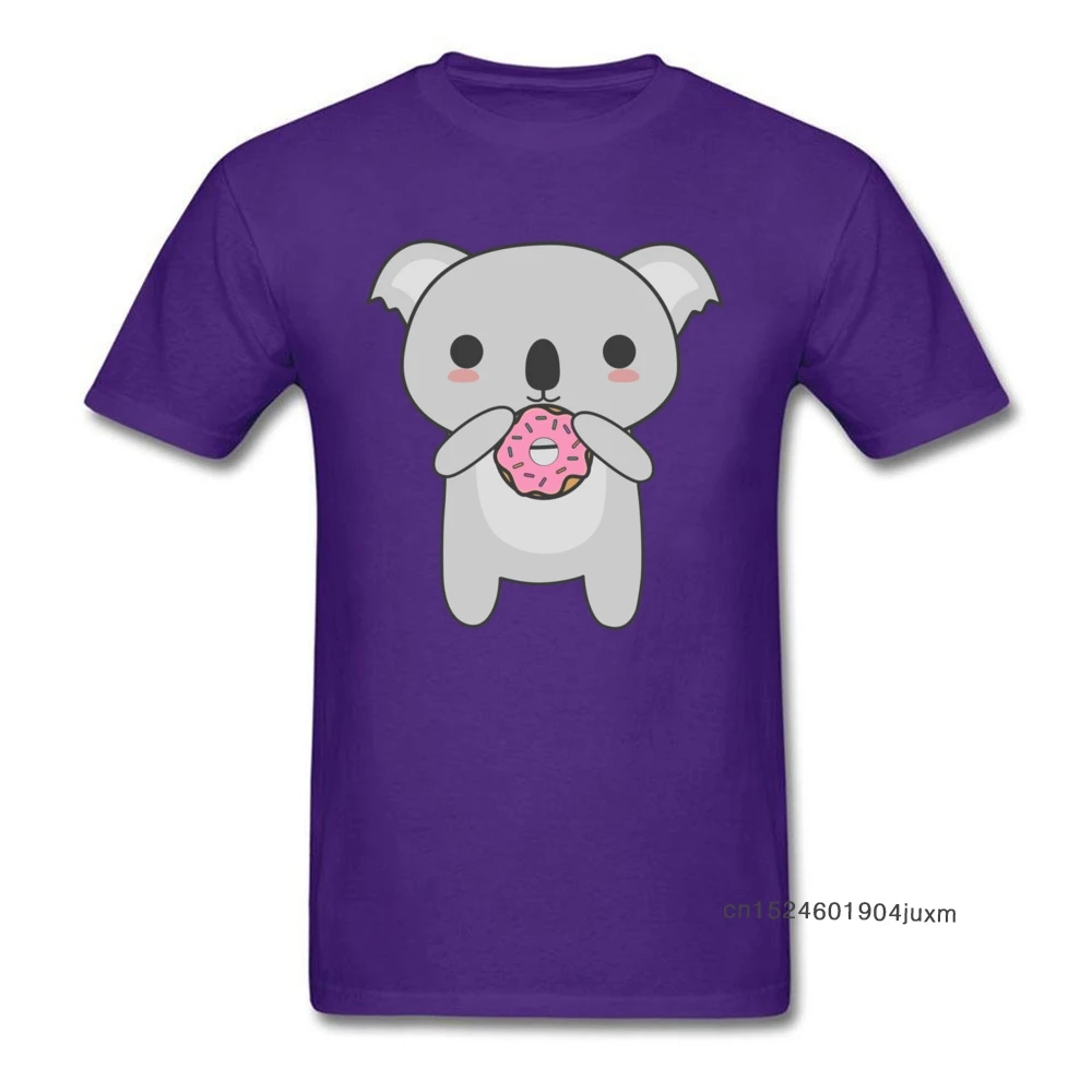 Tops Tees Men T-shirt Purple Sweatshirts Kawaii Tshirt Koala Eating A Donut Summer/Autumn Cotton Fabric Mens T Shirt Comics New