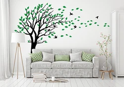 Large Two Colors Tree Leaves Wall Decal Baby Nursery Kids Room Woodland Tree Blowing in The Wind Wall Sticker Bedroom