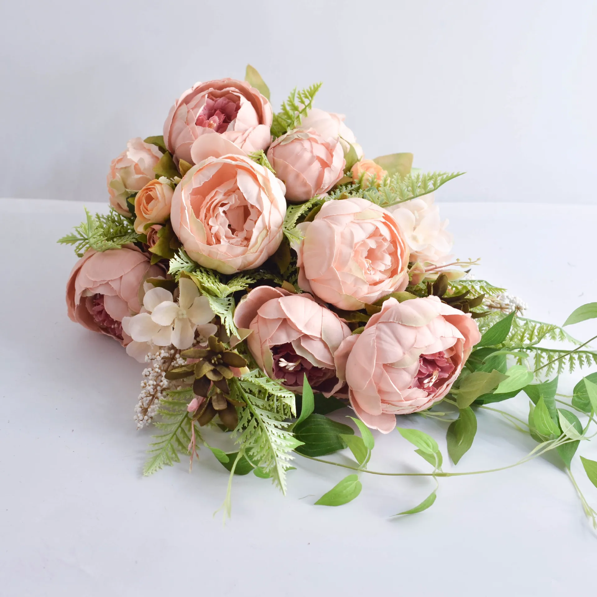 SainMax Pernikahan Bouquet Bride Pegangan Bunga Peony Dekorasi Bunga Simulasi Bunga Bride Buket Bunga Buatan