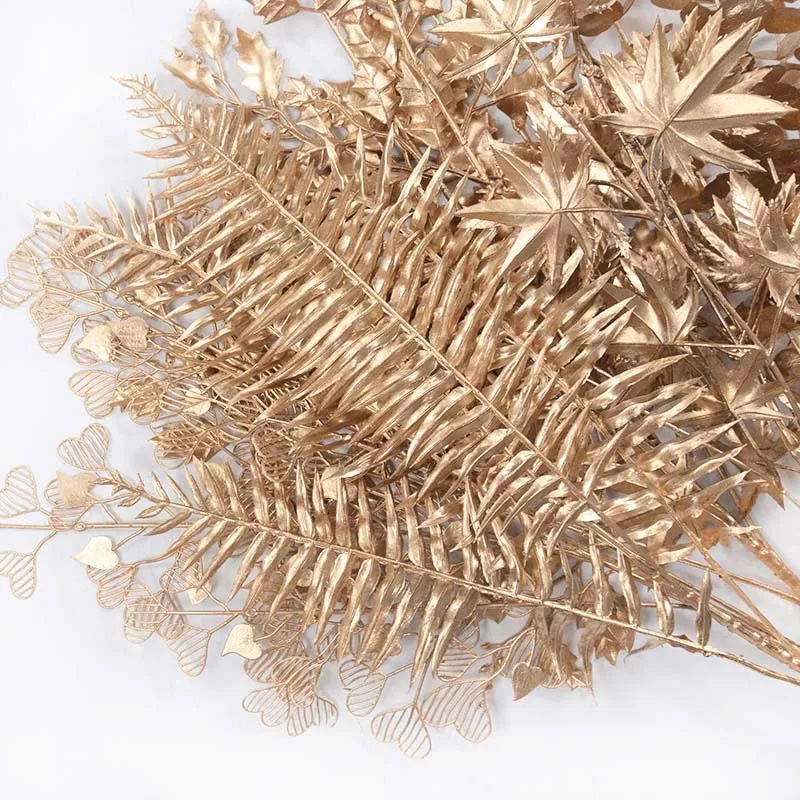 Goldene Serie Künstliche Blumen Konzentrischen Bouquet Eukalyptus Blätter Gefälschte Pflanzen Für Home Decor Hochzeit Weihnachten Party Blumen – Detail 12