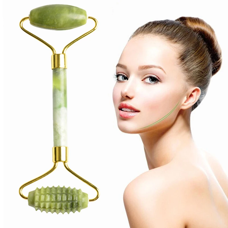 Jadeitowy wałek do masażu twarzy do twarzy Eye Face Neck Natural Massager Guasha Scraper Thin Lift Beauty Slimming Tools Roller