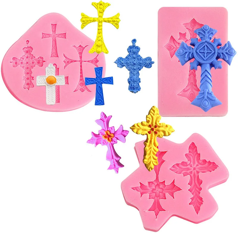 Hole Cross Jewelry Mold Pink Diy Found Jewelry Accessories Handicraft Pendant Food Grade Silicone Mold for Necklace Pendant