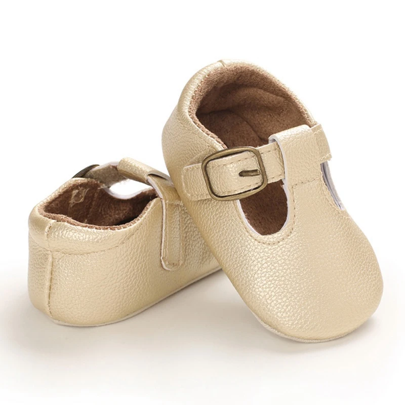 4 Colors Autumn Spring Toddler Baby Girls Boys Solid Shoes PU Leather Soft Sole Non-slip Crib Shoes First Walkers 0-18M