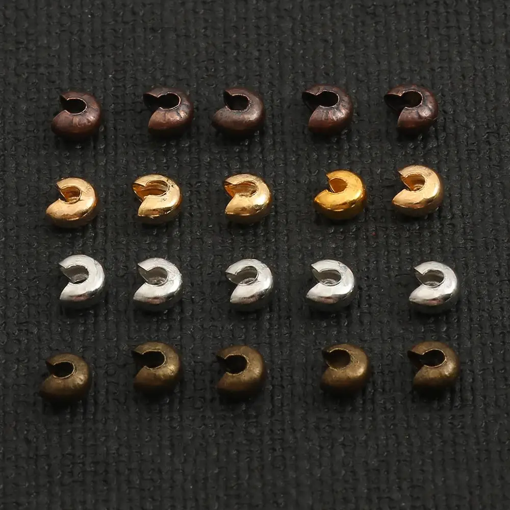100Pcs 3/4/5Mm Silver/Gold/Gunmetal/โรเดียม/โลหะผสมทองสัมฤทธิ์CrimpลูกปัดรอบสำหรับDIYเครื่องประดับทำอุปกรณ์