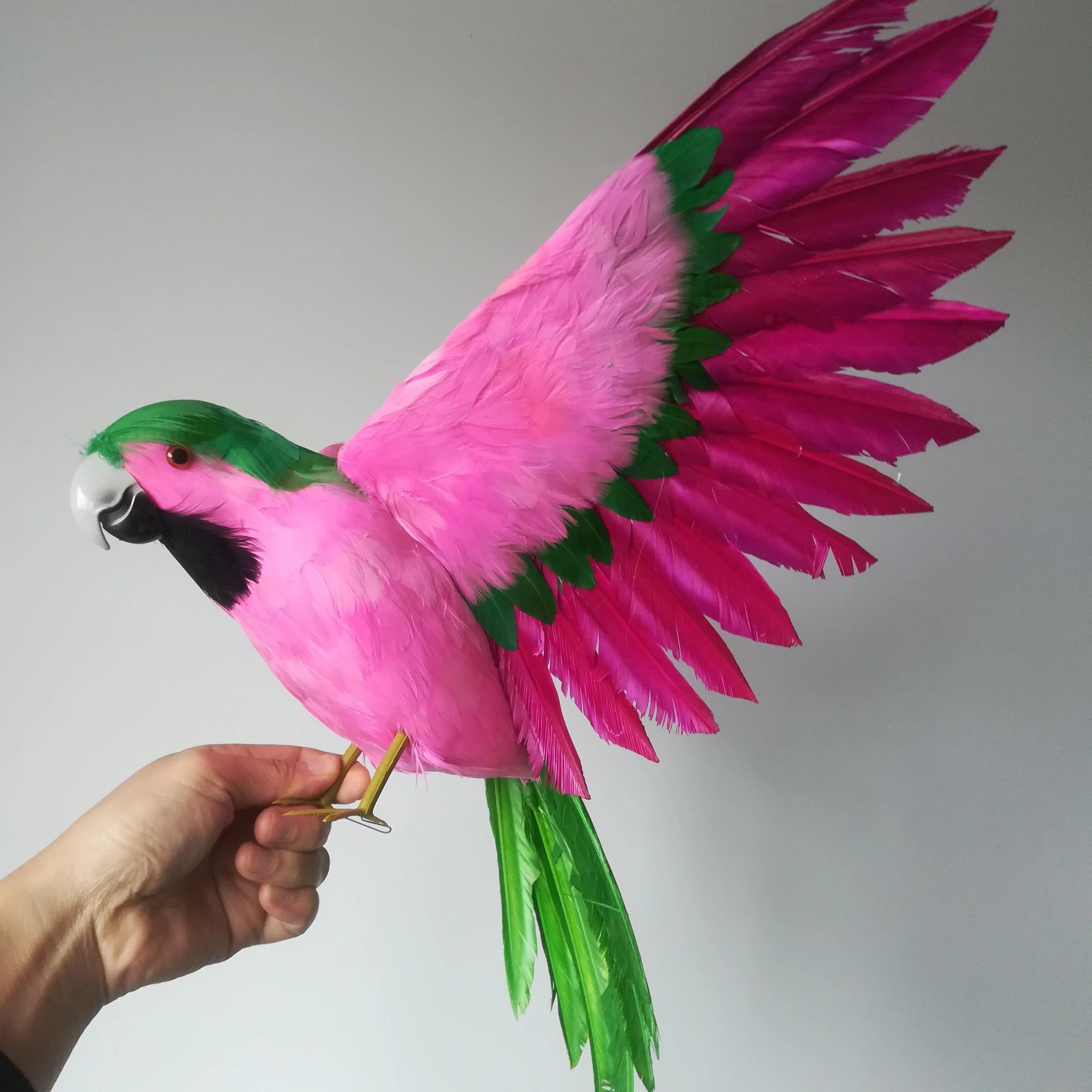 

42x60cm hot pink colourful feathers parrot bird hard model,foam&feathers bird prop,home garden decoration toy Xmas gift b0985