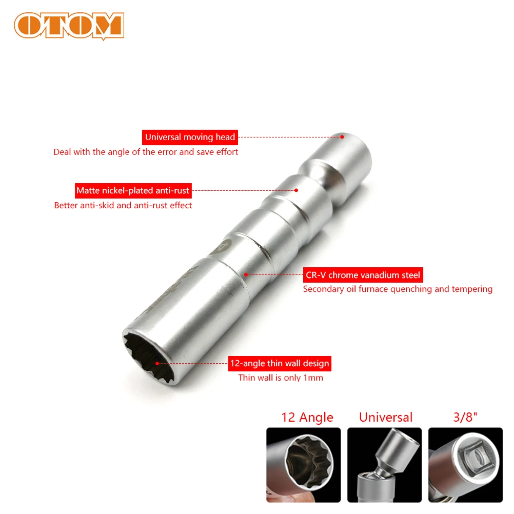 OTOM Universal Magnetic 12 Angle Spark Plug Sleeve Removal Tool Laser Extractor Wrench 14mm 3/8