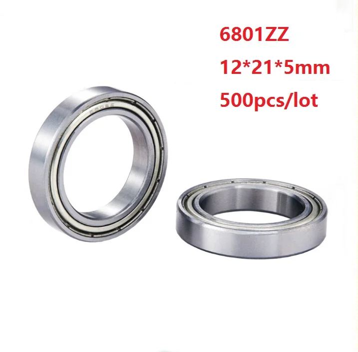 

500pcs/lot 6801ZZ 6801 ZZ 12*21*5mm Thin Wall Deep Groove Ball bearing Double metal cover Deep Groove Ball Bearing 12×21×5mm