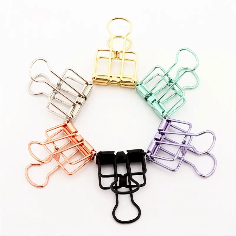 5pcs Multicolor Metal Binder Clip Paper Notes Clips Photo Message Ticket File Bookmark Clips Stationery Office Supplies