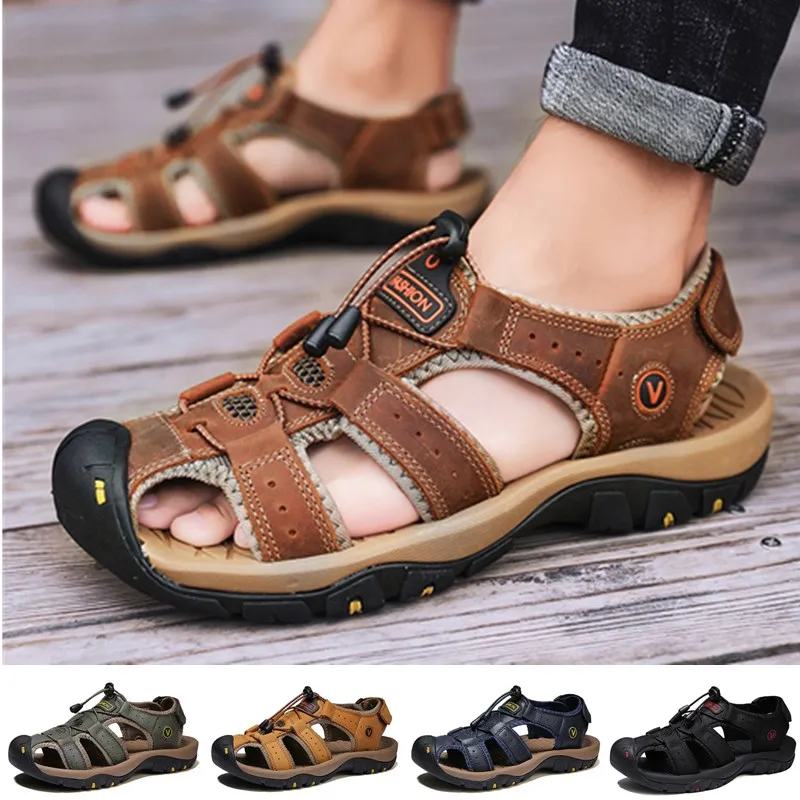 Summer Men's Breathable Sandals Women Beach Casual Shoes Thick Sole Closed Toe Aqua Shoes for Hiking Fishing