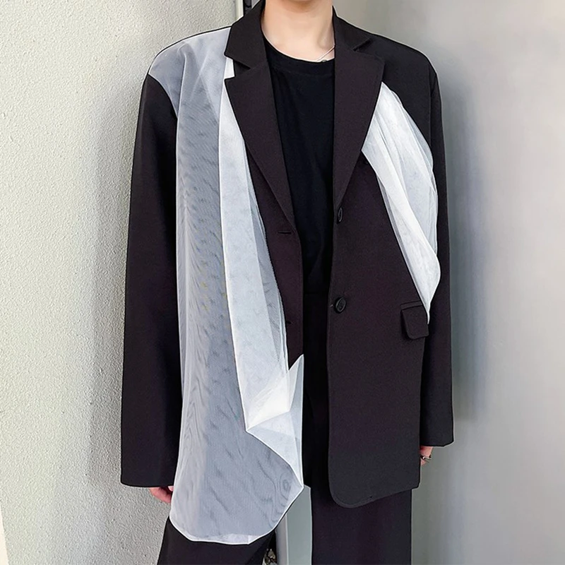 S-6XL!!2021 spring and autumn new mesh splice tailoring casual all-match blazer men and women personality fried suits