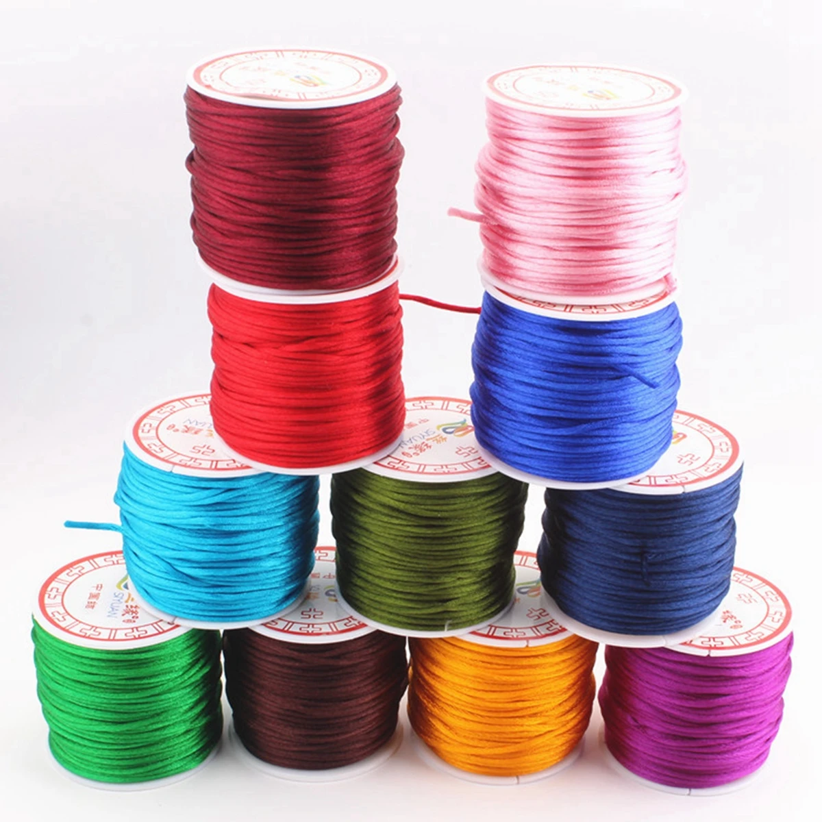 25 Meters Nylon Chinese Satin Silk Knot Cord 2.5mm RATTAIL Thread Necklace Spool