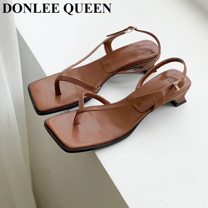 2024 Ankle Strap Women Sandals Brand Narrow Band Slide Beach Flip Flops Slingback Sandal Open Toe Low Heel Shoes Sandalias Mujer