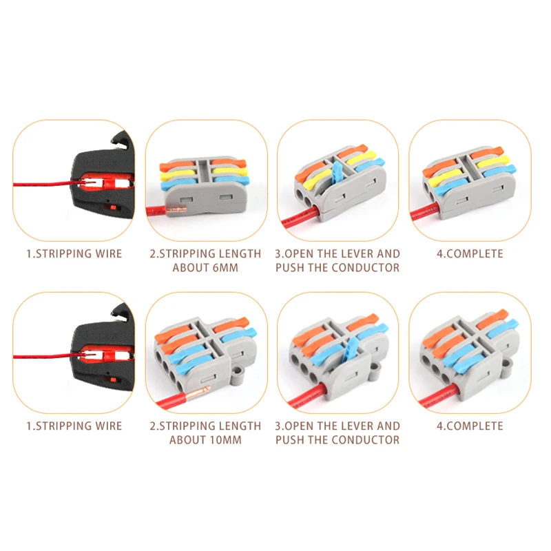 Boxed Mini Universal Compact connectors Quick Push-In Wire Connector Terminal Block Small Cable Splitter 2/3 pin with lever SPL