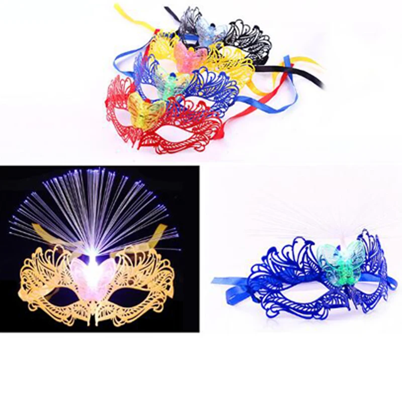 Halloween Kid Fiber Glow dance Mask Colorful Gorgeous LED Party Light Up Masks Halloween decoration Birthday Party Glow In Dark