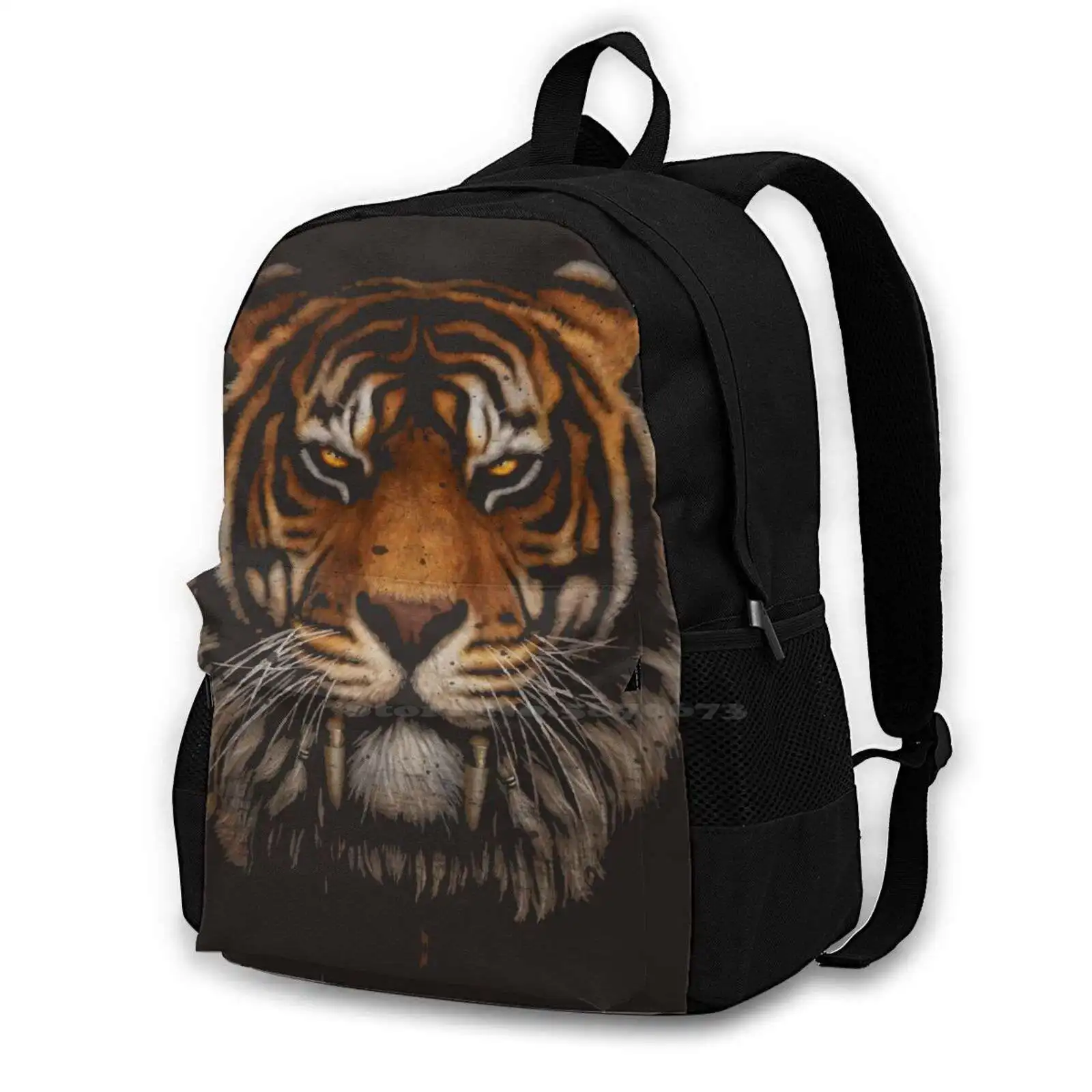 

Tigris New Arrivals Unisex Bags Student Bag Backpack Stripes Black Animal Cat Eyes Tiger Indian Wild Tropical Jungle Evolution