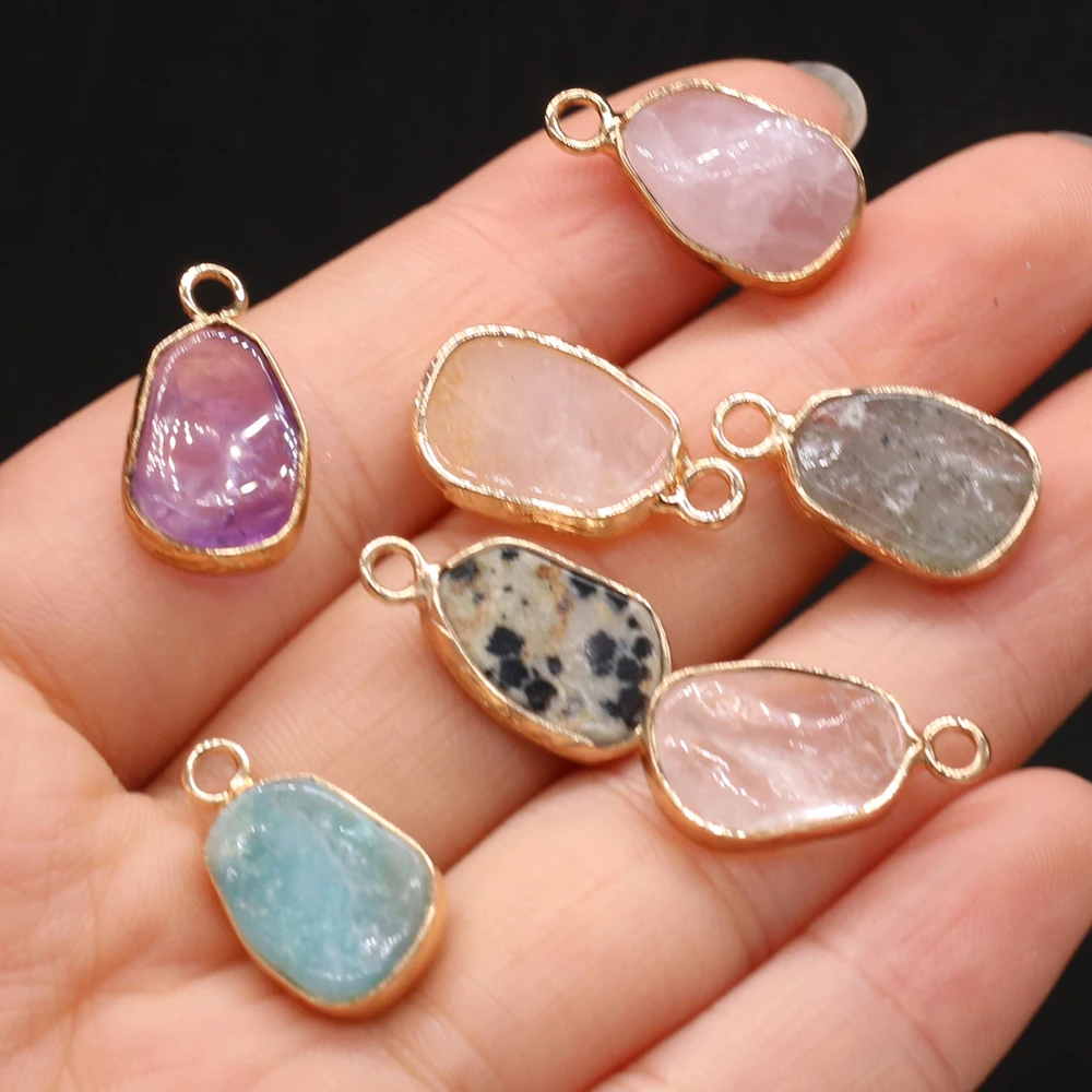 5 PCS Natural Semi-precious Stone Pendants Clear Quartz Amazonite Rose Quartz for DIY Jewelry Making Gift Handmade Accessories